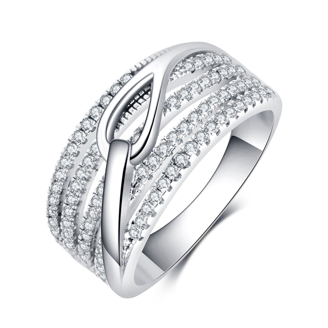 Sterling Silver Wide Band CZ Ring