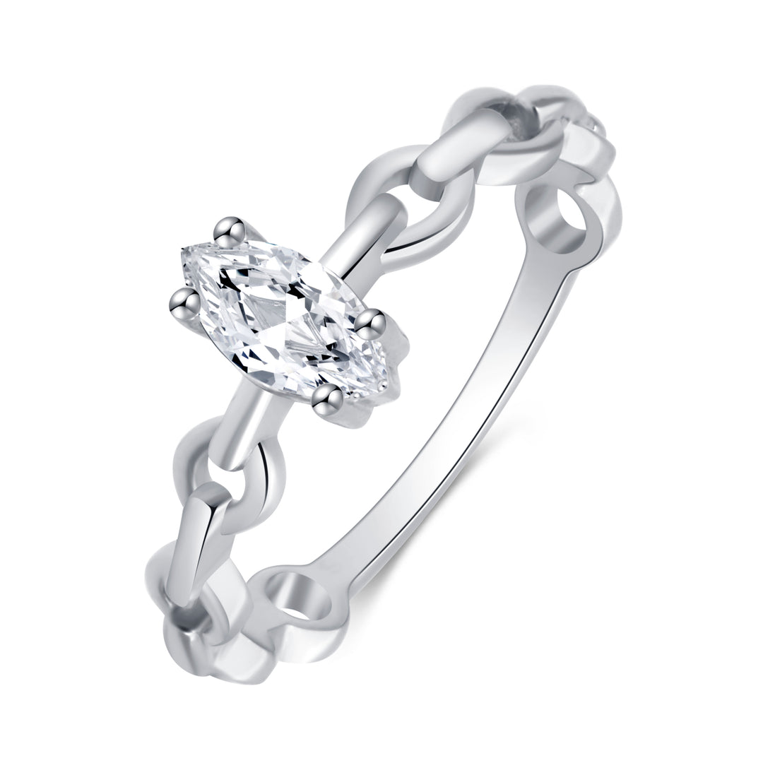 Sterling Silver Marquise CZ Chain Ring