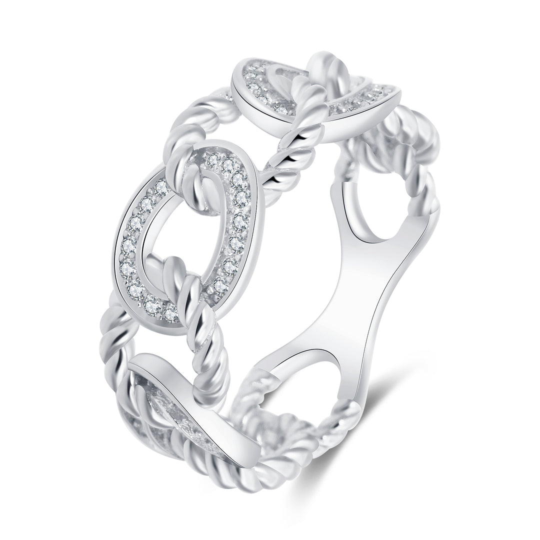 Bold Chain Eternity Sterling Silver Ring