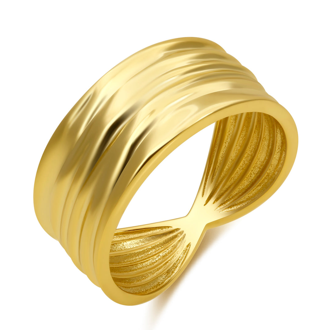 Wide Ridged Statement Band Ring