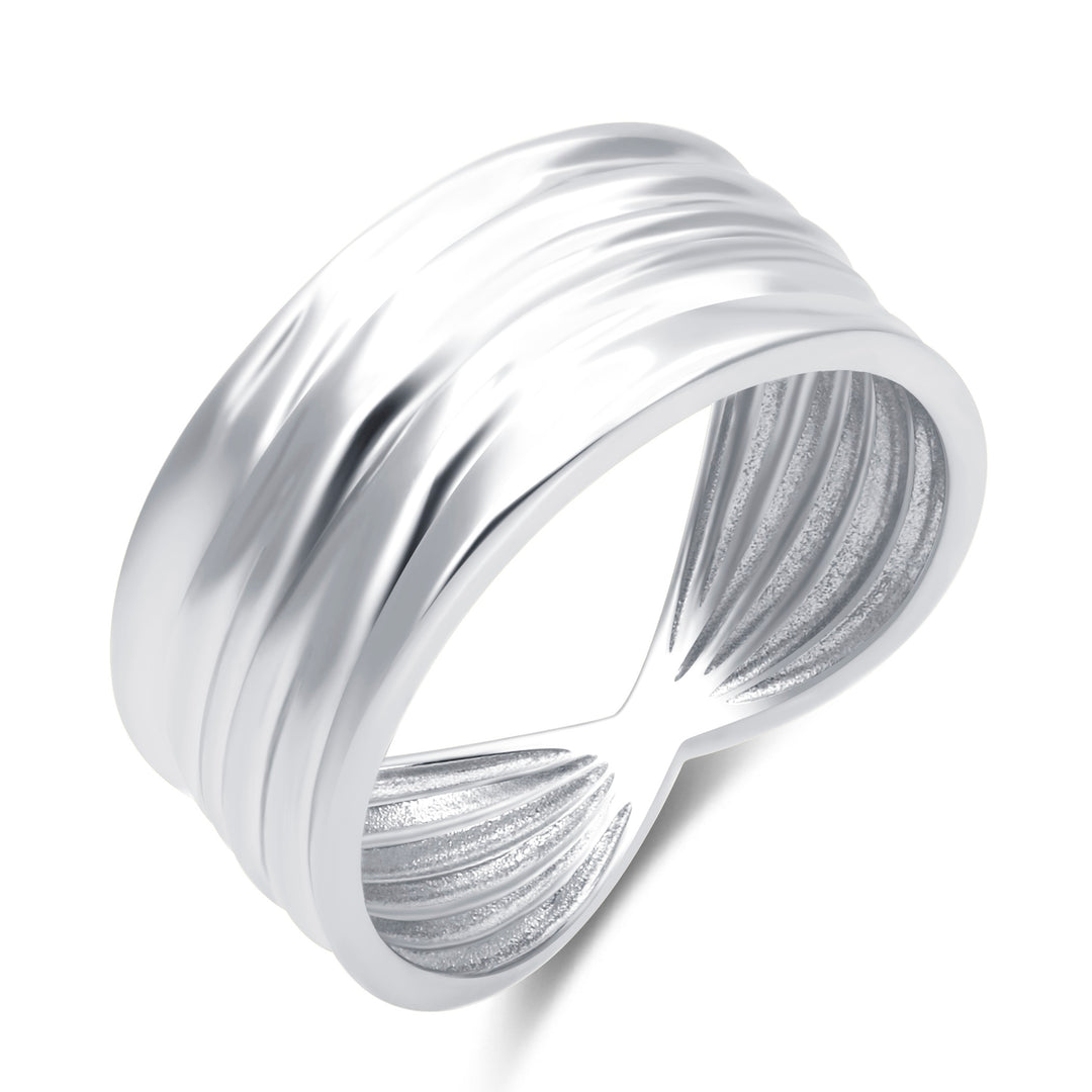 Wide Ridged Statement Band Ring