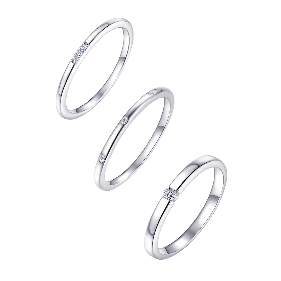 Sterling Silver Spark Band Ring Set