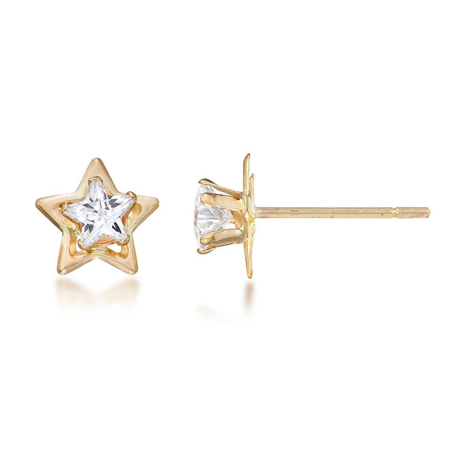 10K Yellow Gold Your Shining Star Stud CZ Earrings