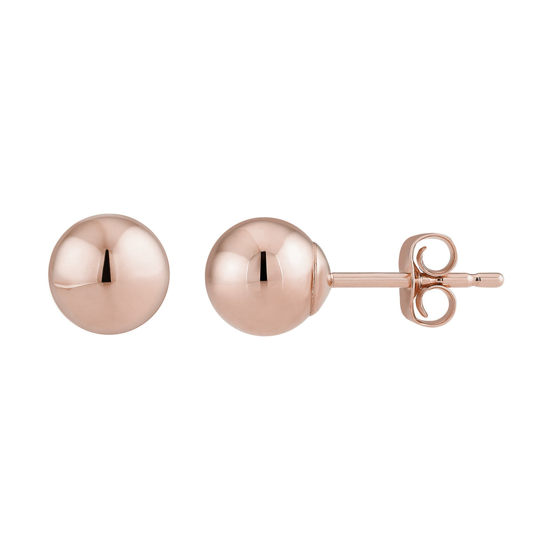 10K Rose Gold Round 6mm Modern Stud Earrings