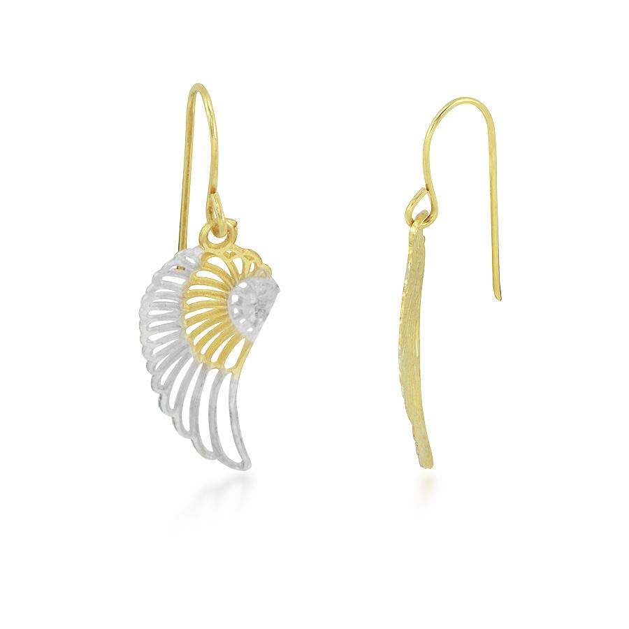 10K Yellow Gold Angel Wing Dangle Earrings