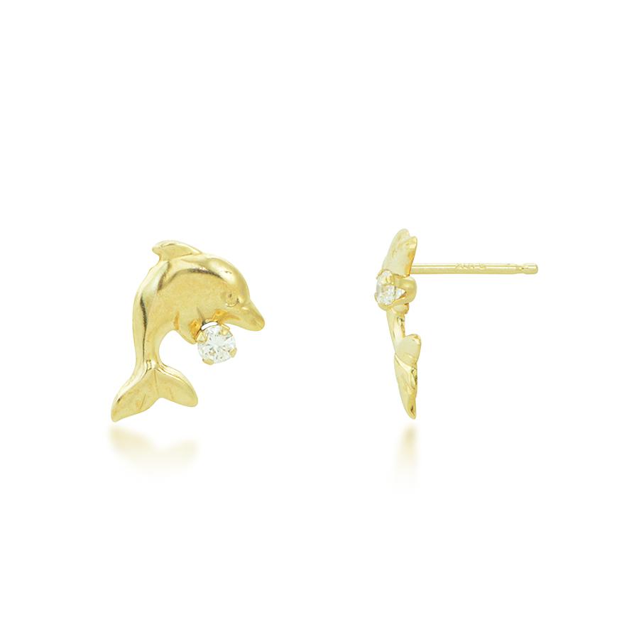 10K Yellow Gold Dolphin Earrings