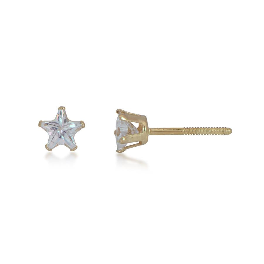 10K Yellow Gold 4mm Star CZ Stud Earrings