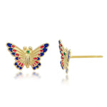Load image into Gallery viewer, 10K Yellow Gold Butterfly Stud Earrings
