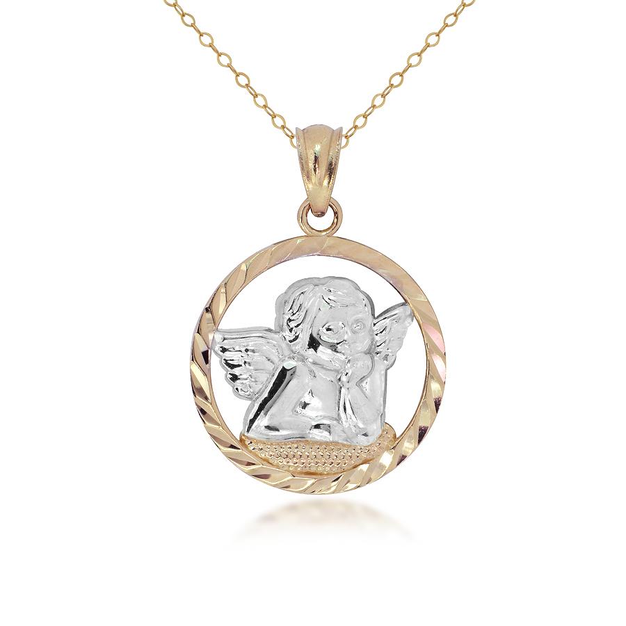 10K Yellow Gold Guardian Angel Charm Pendant