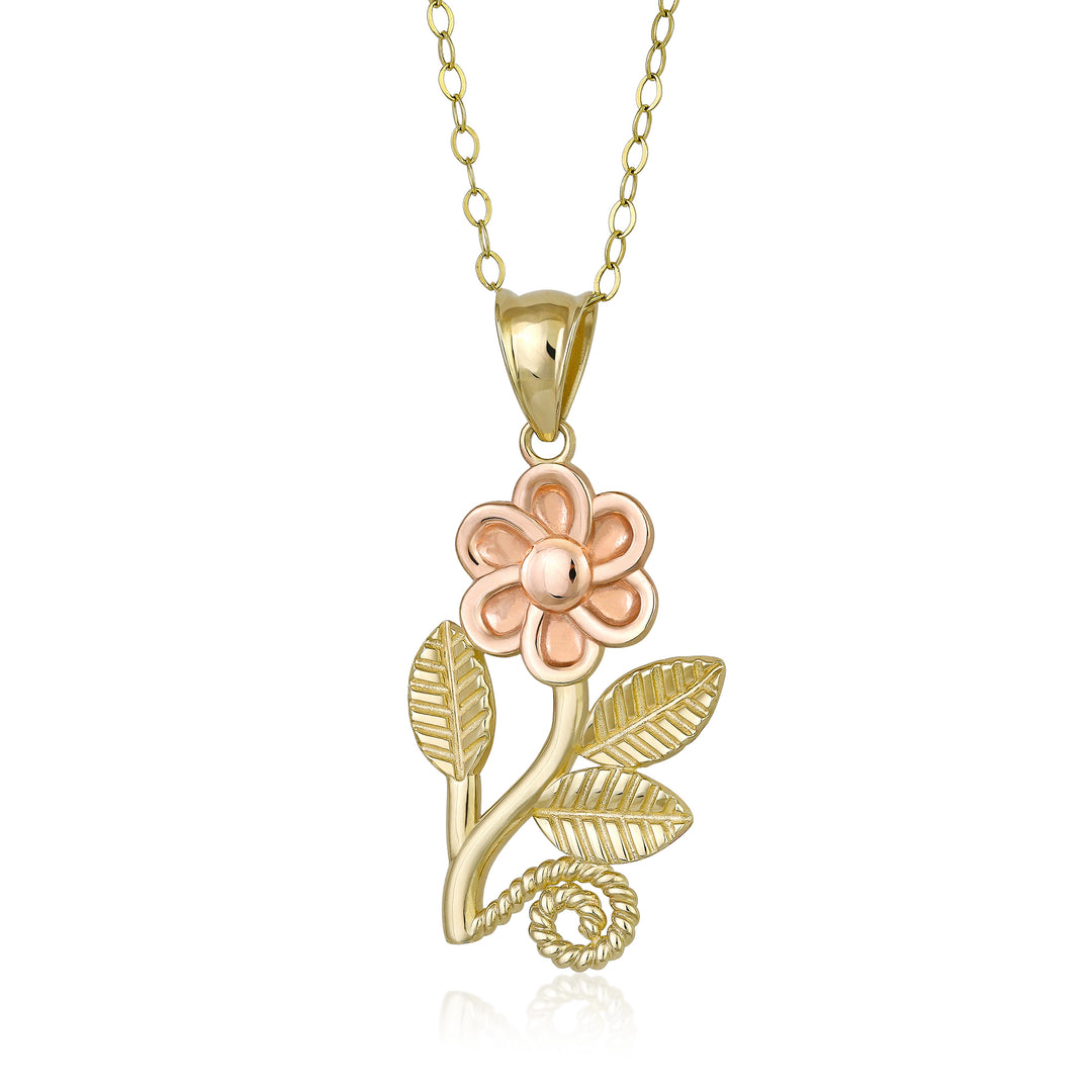 10K Yellow & Rose Gold Flor Pendant Charm