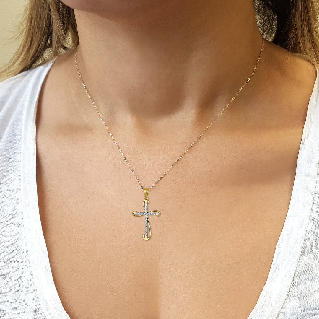 10K Yellow Gold Cross My Heart Sparkle Pendant