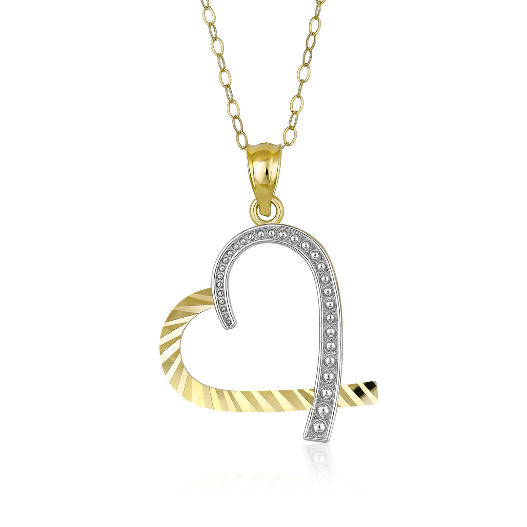 10K Yellow Gold Side Heart Pendant