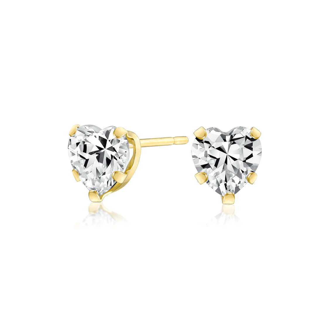 10K Yellow Gold Sweet Heart Stud Earrings