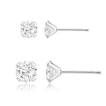 Load image into Gallery viewer, 10K White Gold Round Duo Stud CZ Earrings
