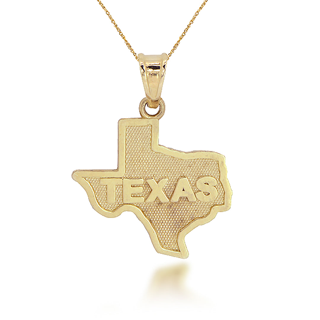 10K Yellow Gold State of Texas Pendant