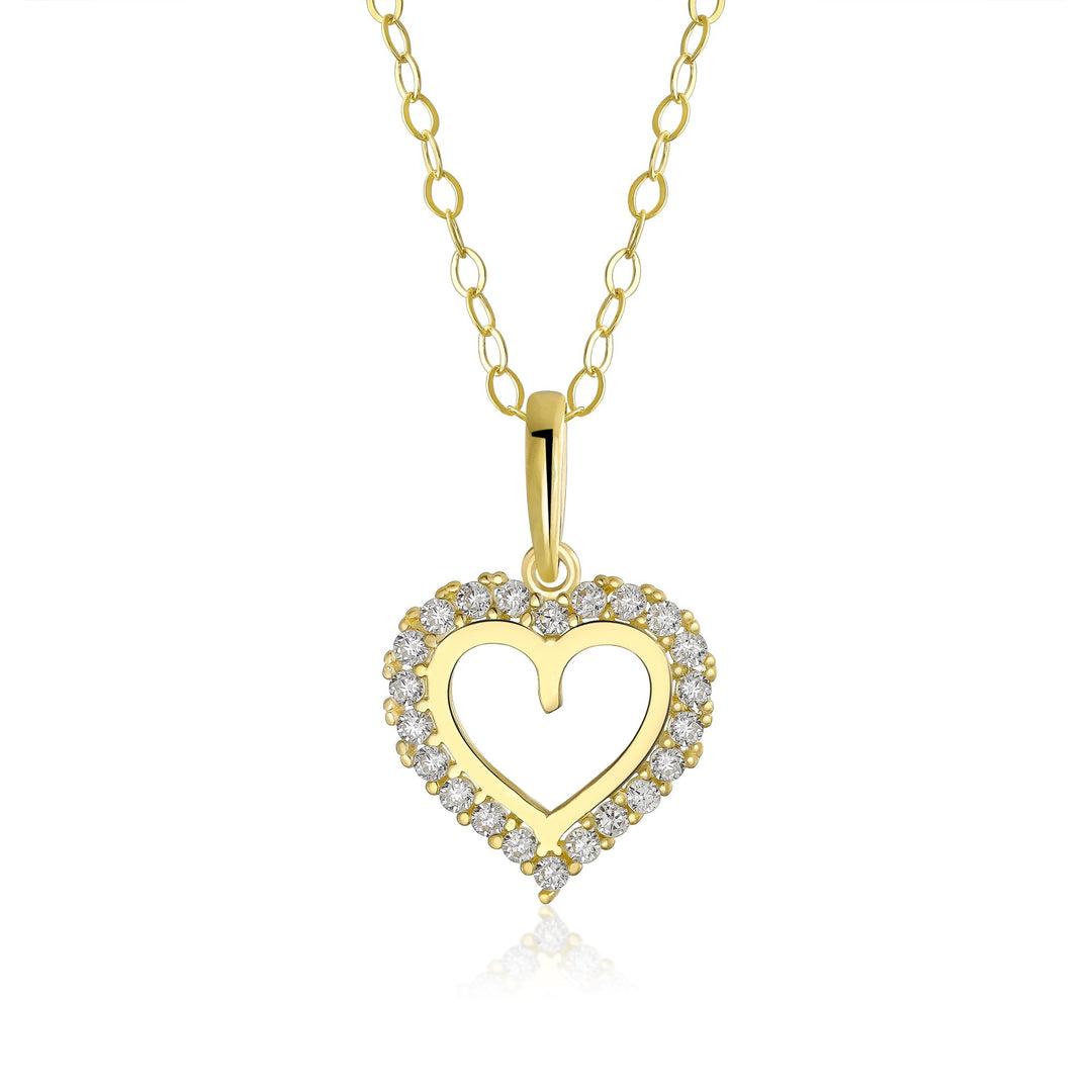 10K Golden Heart CZ Sparkle Charm Pendant