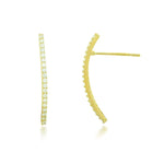 Load image into Gallery viewer, 10K Yellow Gold CZ Stud Curved Bar Earrings

