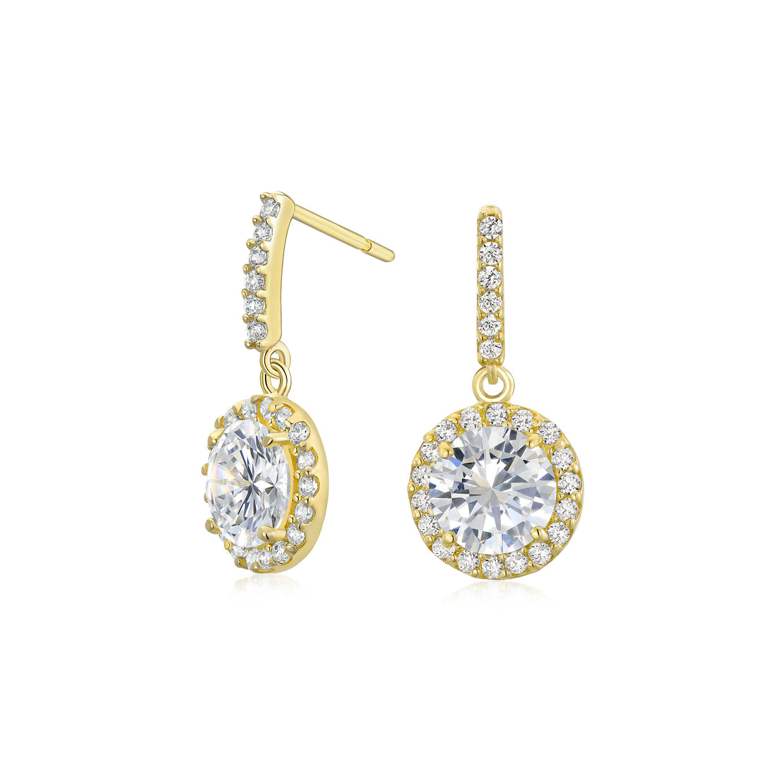 10K Yellow Gold CZ Sparkle Dangle Earrings