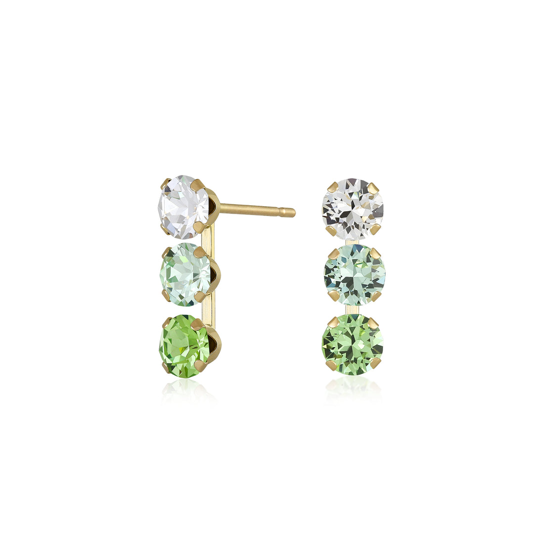 10K Yellow Gold Multi Stone Forest Green CZ Multi Stud Earrings