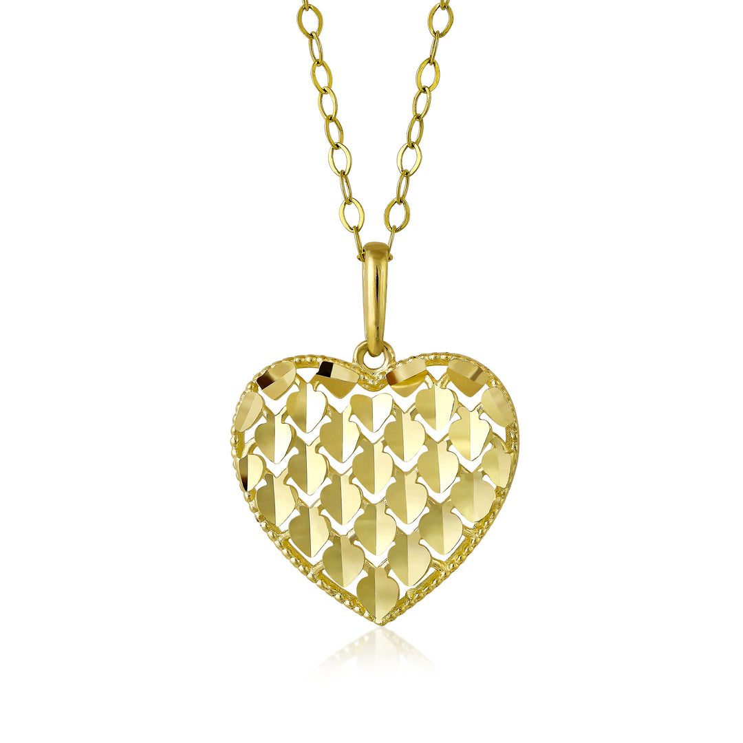 10K Yellow Gold Heart Weave Pendant