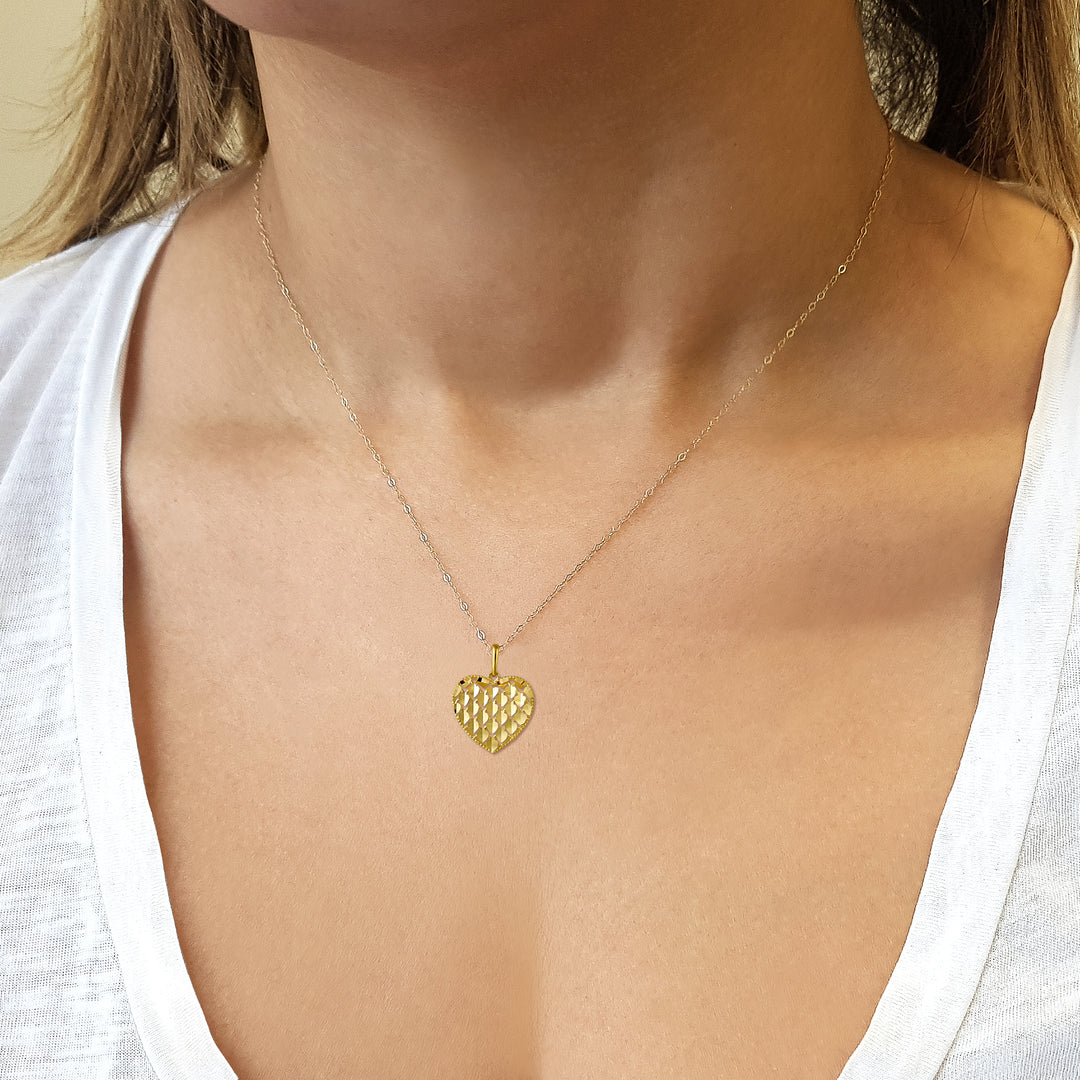 10K Yellow Gold Heart Weave Pendant