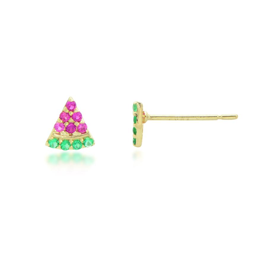 10K Yellow Gold CZ Watermelon Stud Earrings