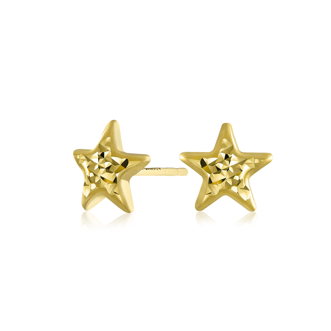 10K Yellow Gold Rock Star Mini Earrings