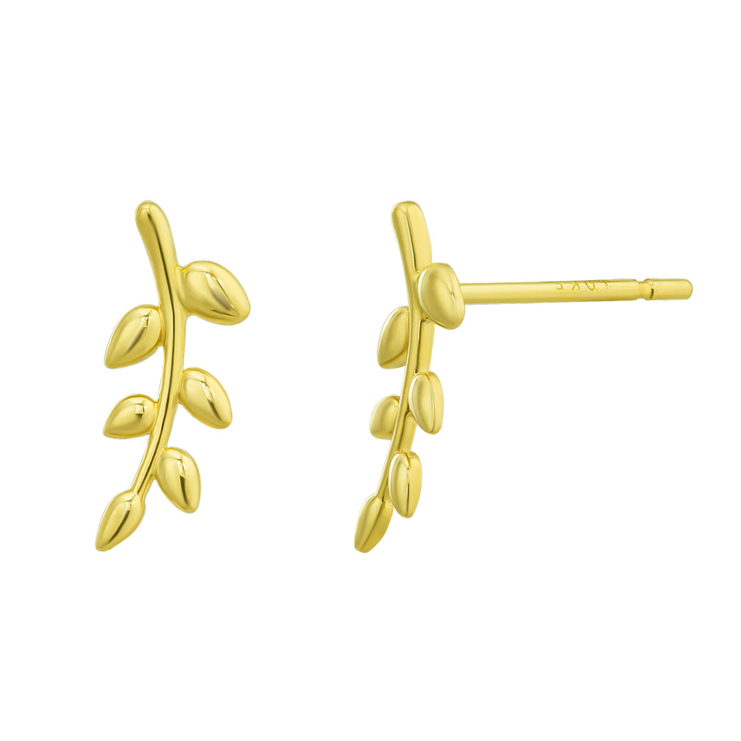 10K Yellow Gold Friendship Trust Olive Branch Stud Earrings