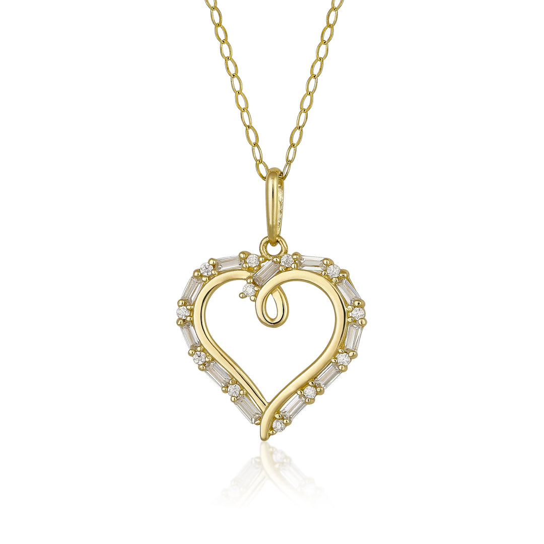 10K Yellow Gold Modern Love CZ Heart