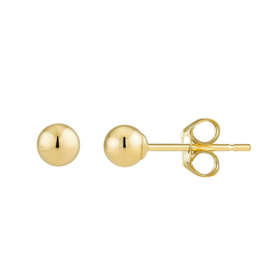 10K Yellow Gold Small Round 4mm Modern Stud Earrings