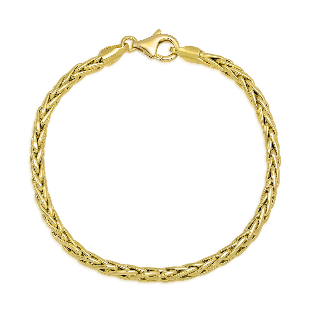 10K Yellow Gold 3mm Wheat Chain Bracelet 7.5"