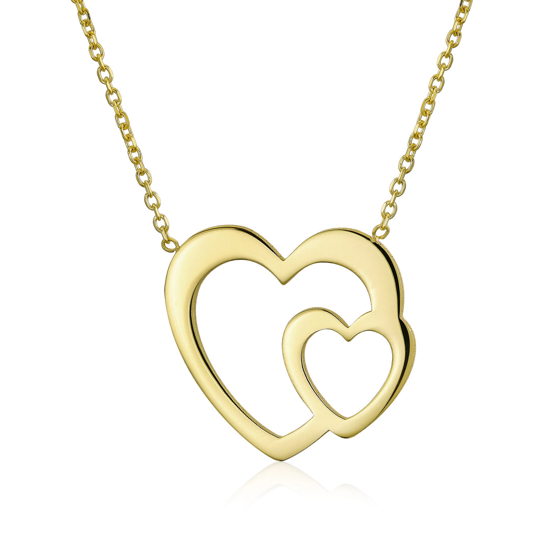 10K Yellow Gold Double Heart Necklace