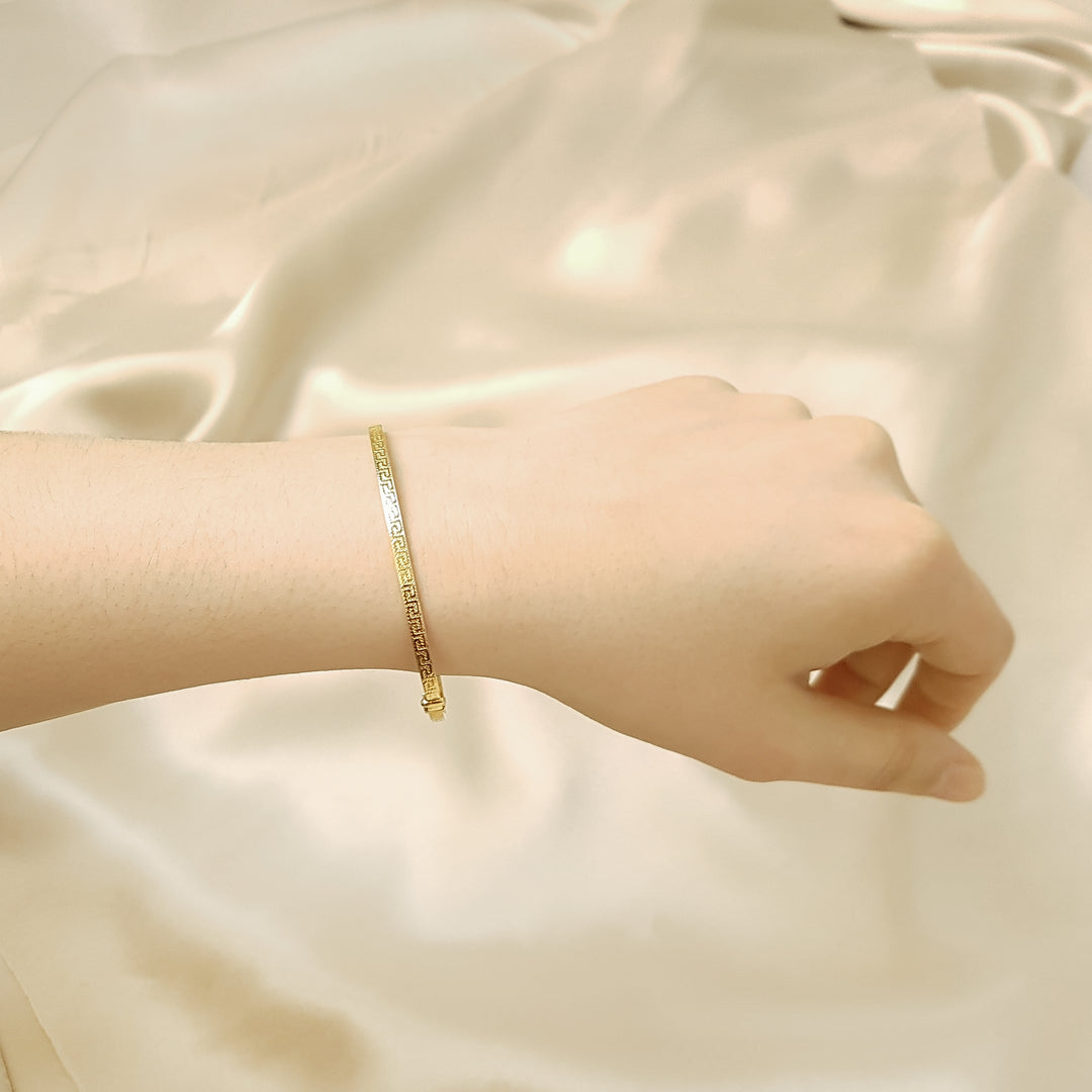 10K Greek Symbols Yellow Gold Bangle