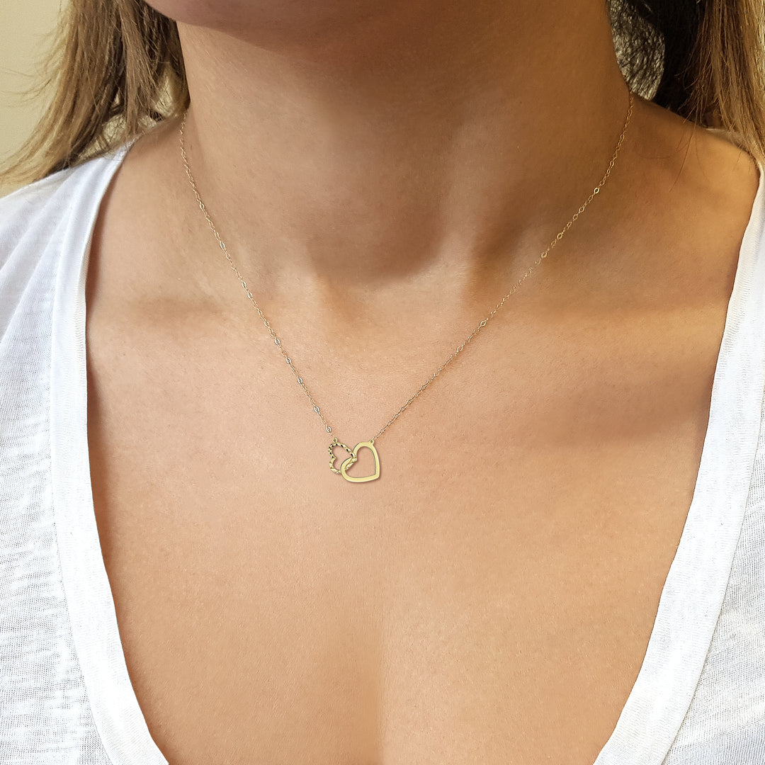 10K Yellow Gold Double Heart Pendant