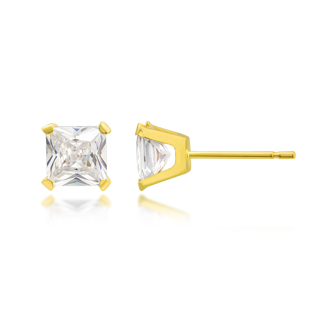 10K Yellow Gold 5mm Modern Stud CZ Earrings