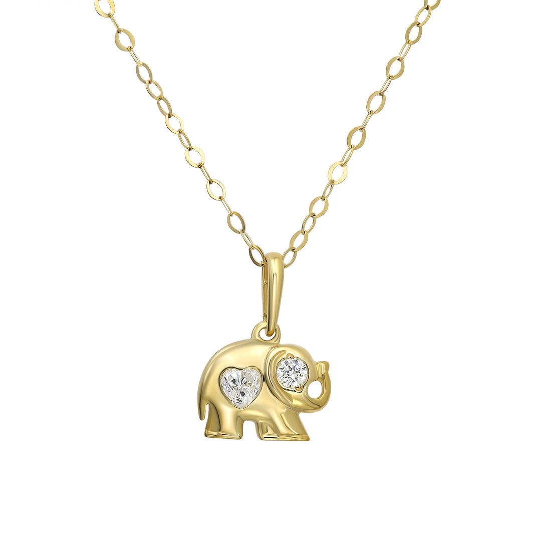 10K Yellow Gold Elephant Charm Pendant