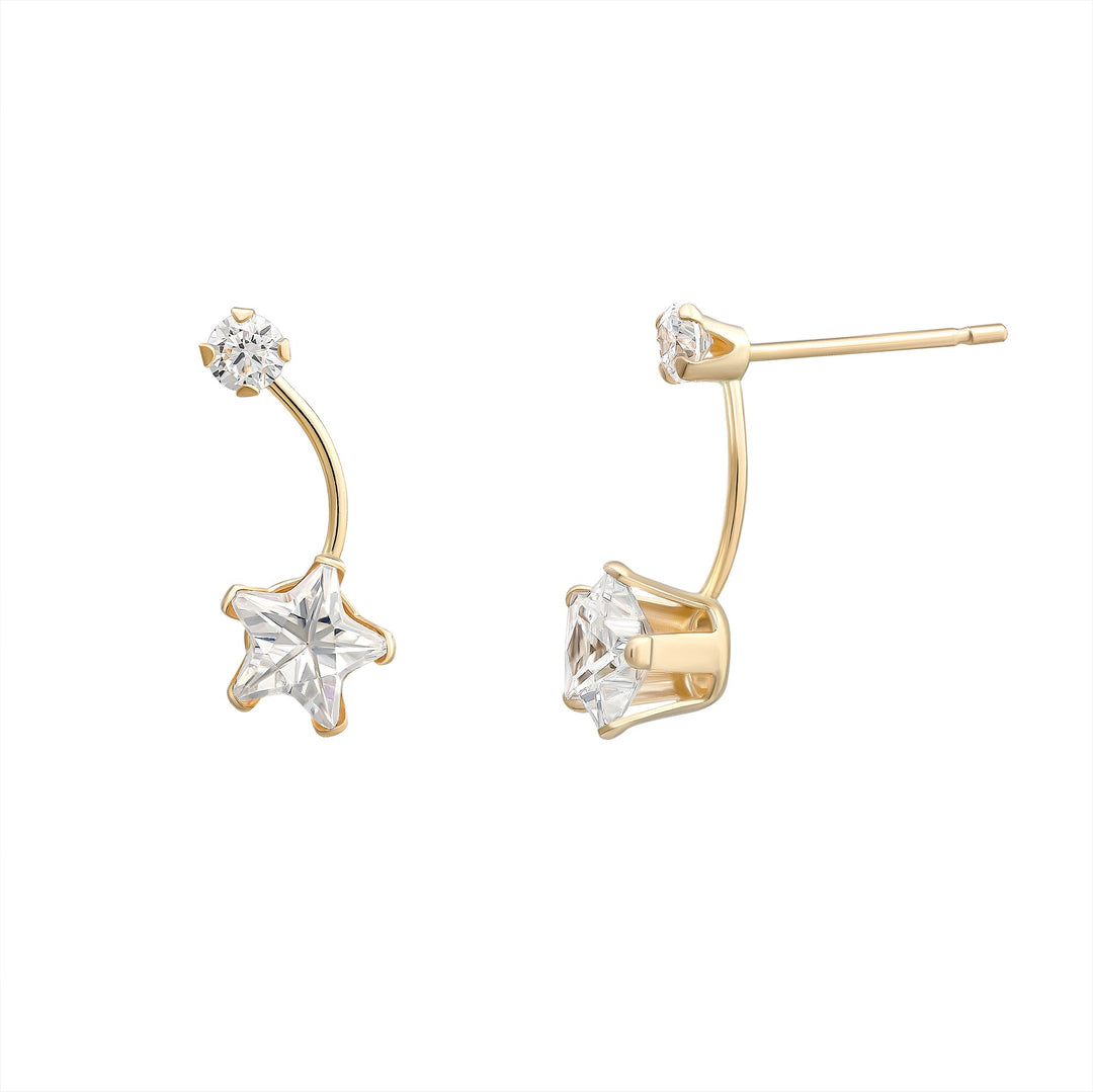 10K Yellow Gold Star Bright Stud Earrings