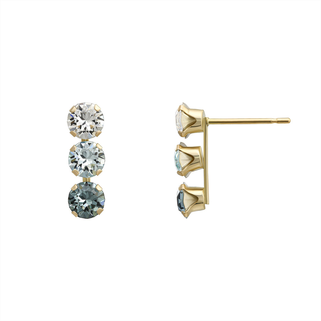 10K Yellow Gold Multi Stone Sky Blue CZ Stud Earrings