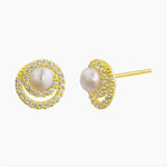 Load image into Gallery viewer, 10K Yellow Gold Mini Freshwater Pearl Stud Earrings
