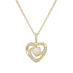 Load image into Gallery viewer, 10K Yellow Gold Shimmer Created Opal CZ Heart Pendant
